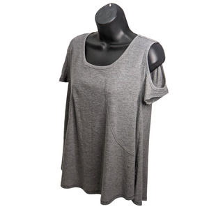 Womens CALVIN KLEIN PERFORMANCE Top Cutout Detail Cold Shoulder Gray Size Medium